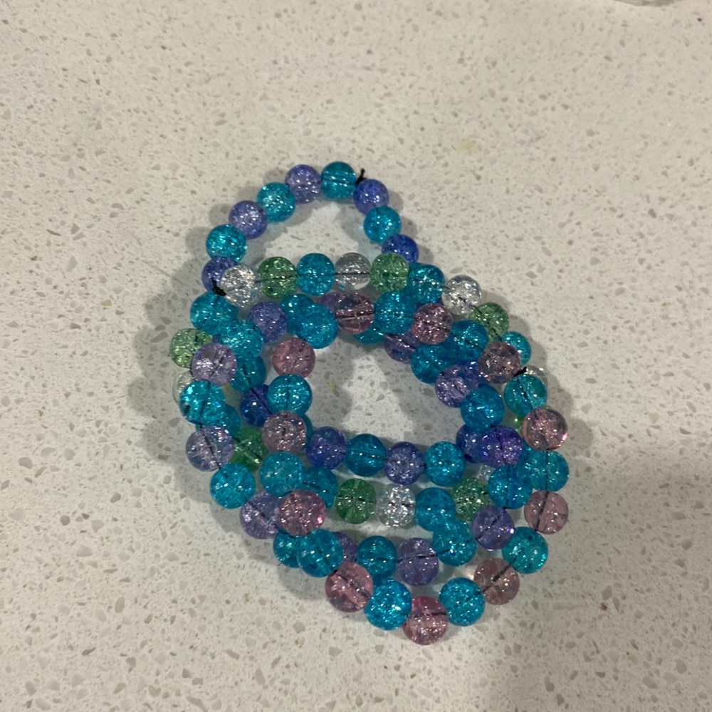 Glass bead bracelets 4 bracelets size about 16 inches